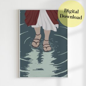 Jesus Digital Art Walking On Water