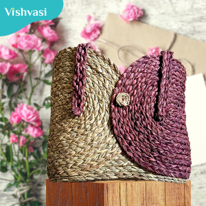 Hand made  multi utility hand bag of sabai grass and date palm leaf thread for office and market.