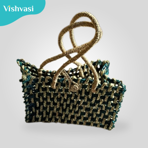 Hand made multi utility hand bag of sabai grass and date palm leaf thread for office and market.