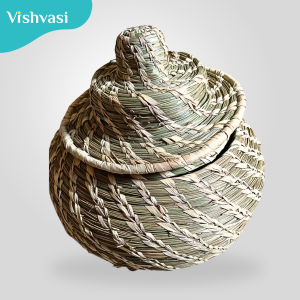 Hand made multi utility pot of sabai grass and date palm leaf thread for home hotels shops