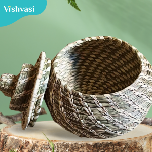 Hand made multi utility pot of sabai grass and date palm leaf thread for home hotels shops